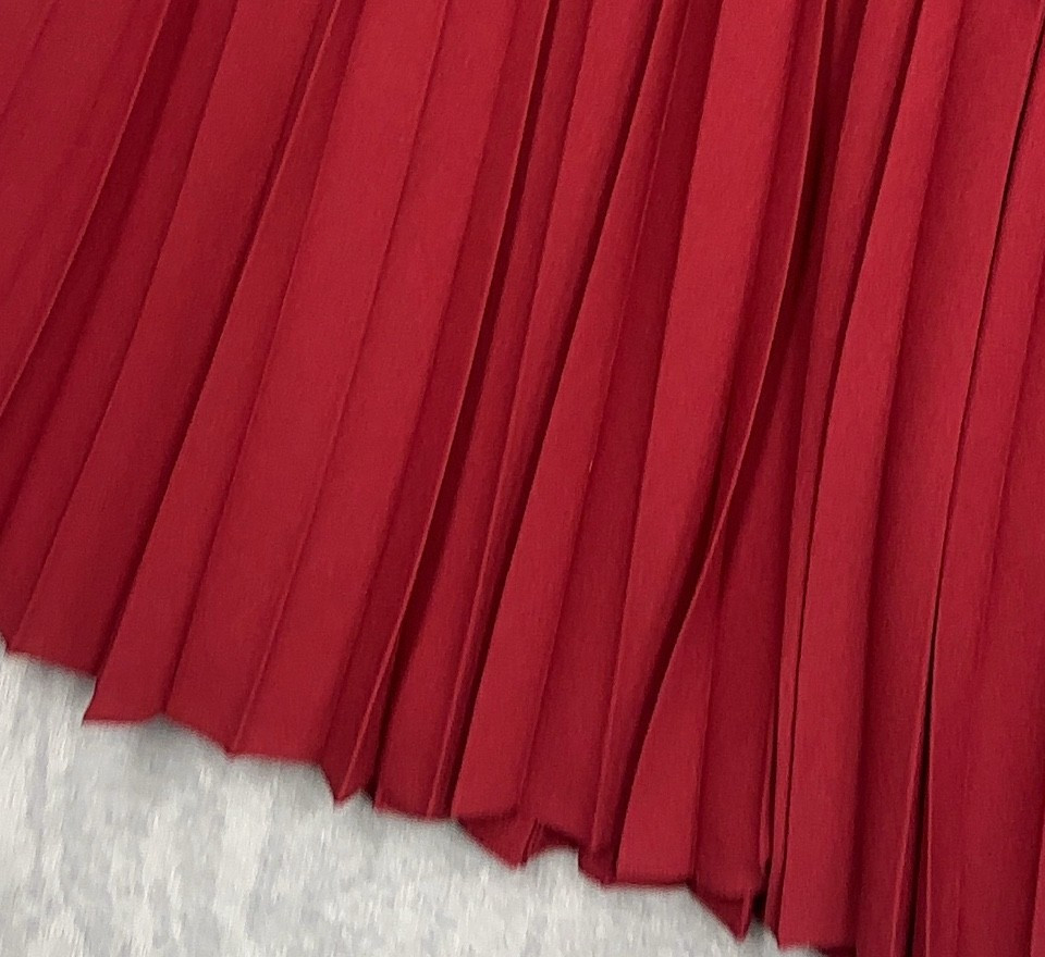 Jacques Vert Red Pleated Midi Skirt Women Large Elastic Waist - Image 9