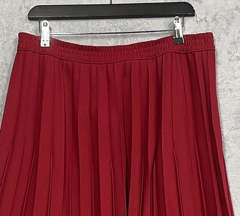 Jacques Vert Red Pleated Midi Skirt Women Large Elastic Waist - Image 6