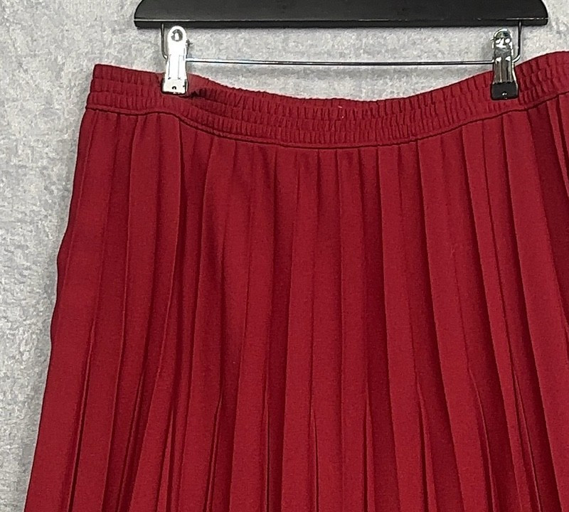 Jacques Vert Red Pleated Midi Skirt Women Large Elastic Waist - Image 10