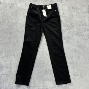 M&S Ladies Black Corduroy Slim Straight Leg Jeans Trousers UK 10 Short