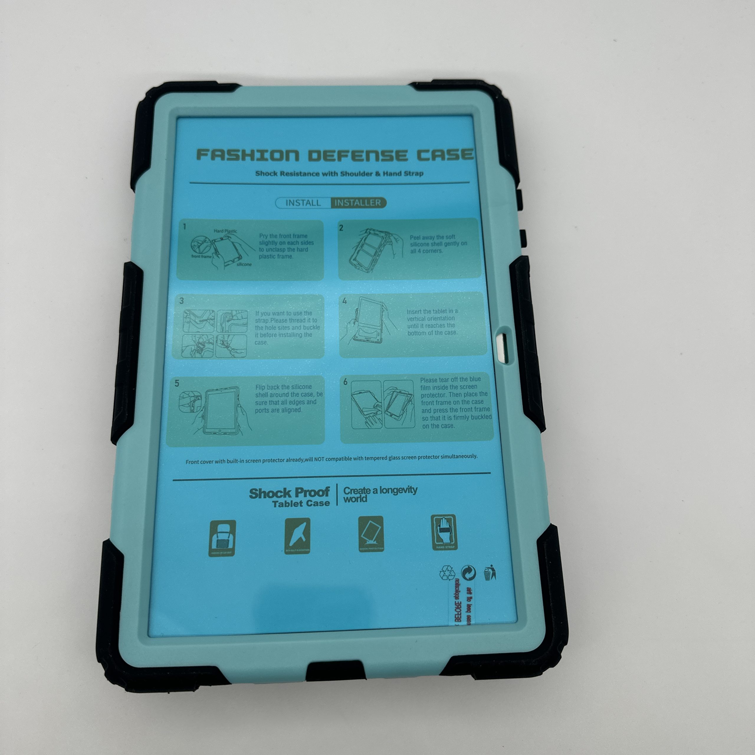 SEYMAC Black & Blue Shockproof Tablet Case with Strap - Image 2