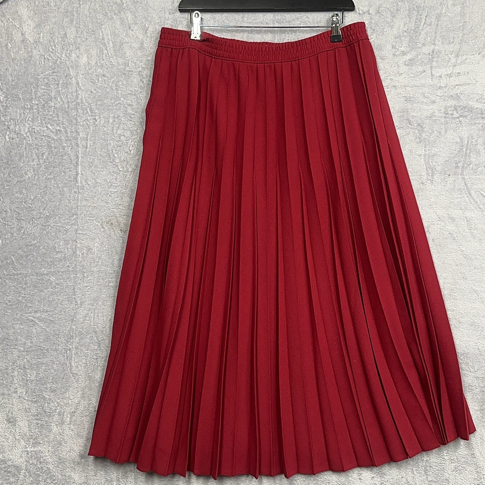 Jacques Vert Red Pleated Midi Skirt Women Large Elastic Waist - Image 3