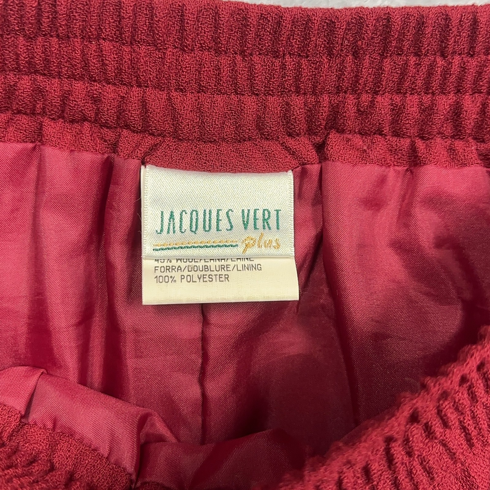 Jacques Vert Red Pleated Midi Skirt Women Large Elastic Waist - Image 4