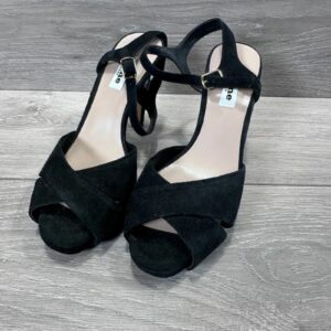 Black Dune High Block Heel Suede Strappy Open Toe Size UK 6 EU 39 Summer Party