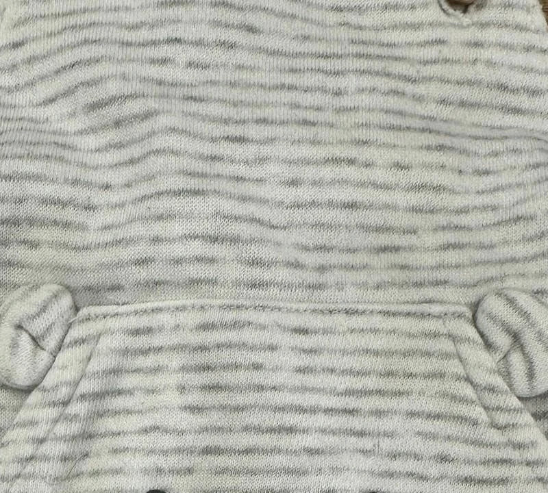 H&M Baby Striped Dungarees Cotton Bear Face Grey Romper Grey Strip0-3 Months - Image 8