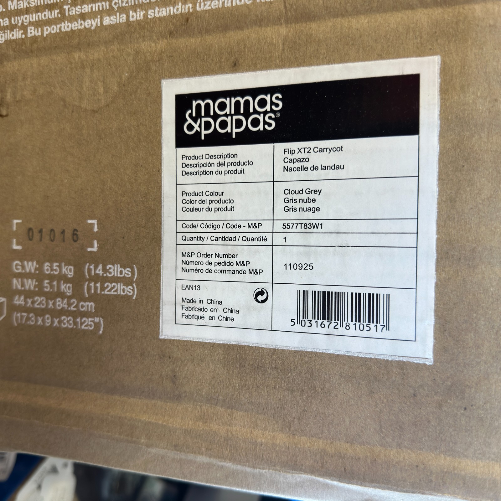 Mamas & Papas Carrycot Flip VT2 Cloud Grey - Image 10