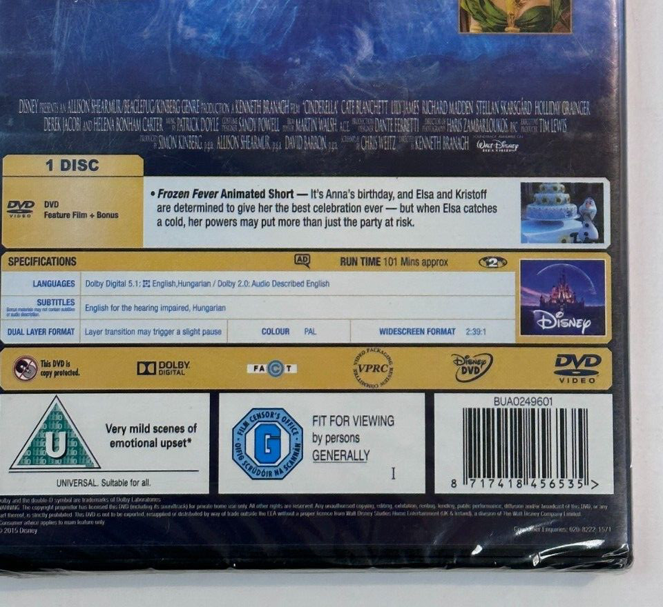 Cinderella DVD Live Disney Film Movie Lily James Cate Original UK Release New - Image 7