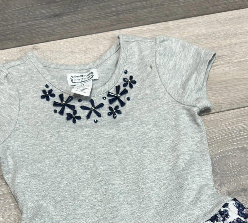 AphOrism Girls Dress Age 7-8 Years Blue Grey Blue Metalic 100% Cotton - Image 10