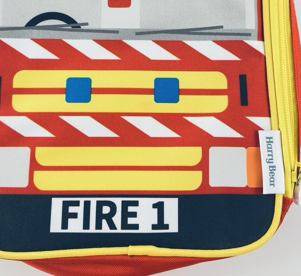Harry Bear Kids Fire Truck Zip Lunch Bag Box Insulated School DayTrips Rucksack - Image 9