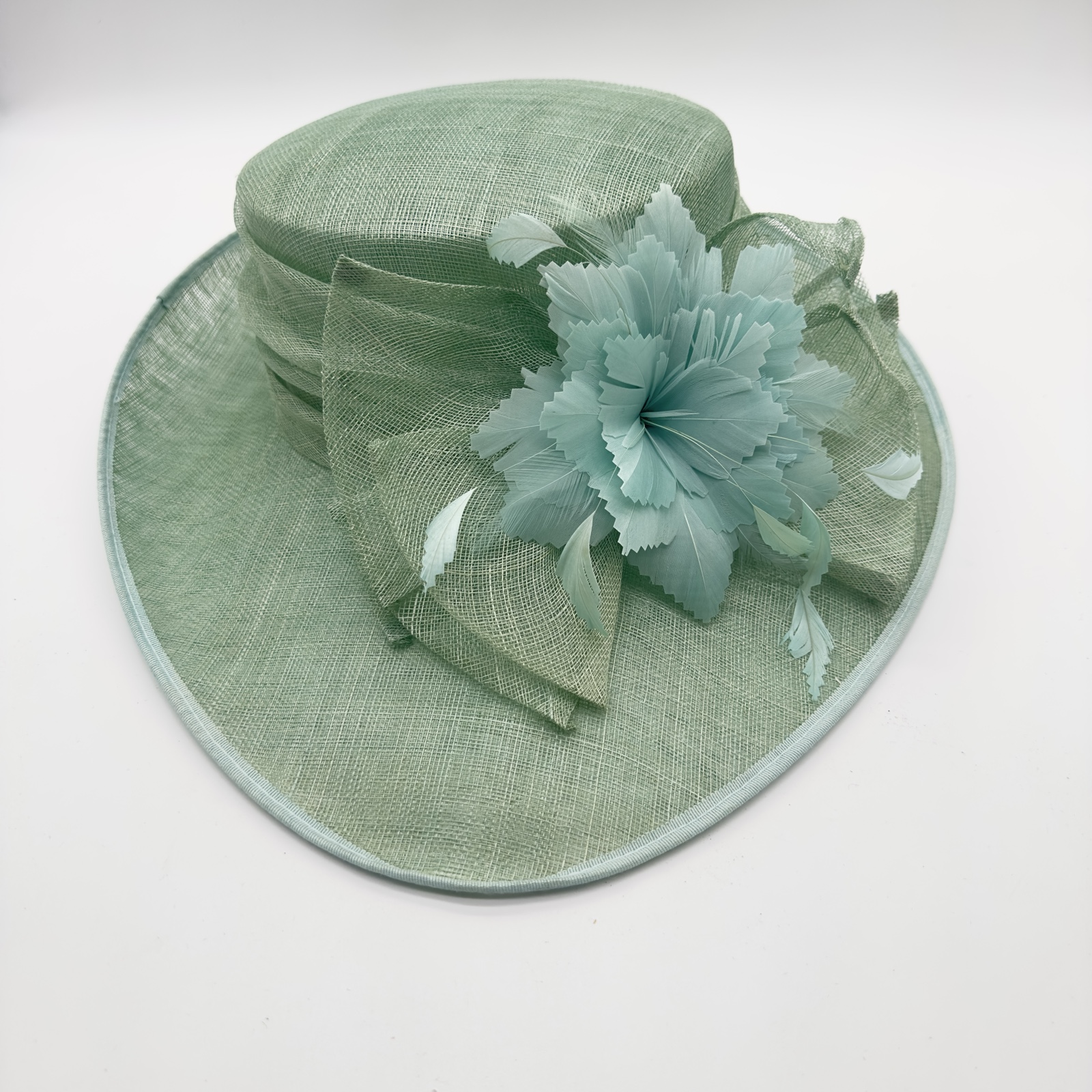Pale Green Ladies Floral Wide Brim Hat One Size - Image 5