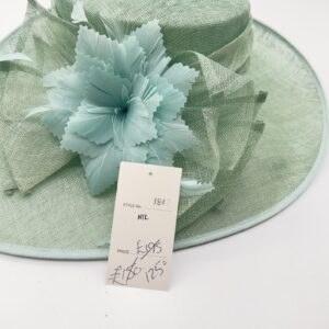 Pale Green Ladies Floral Wide Brim Hat One Size