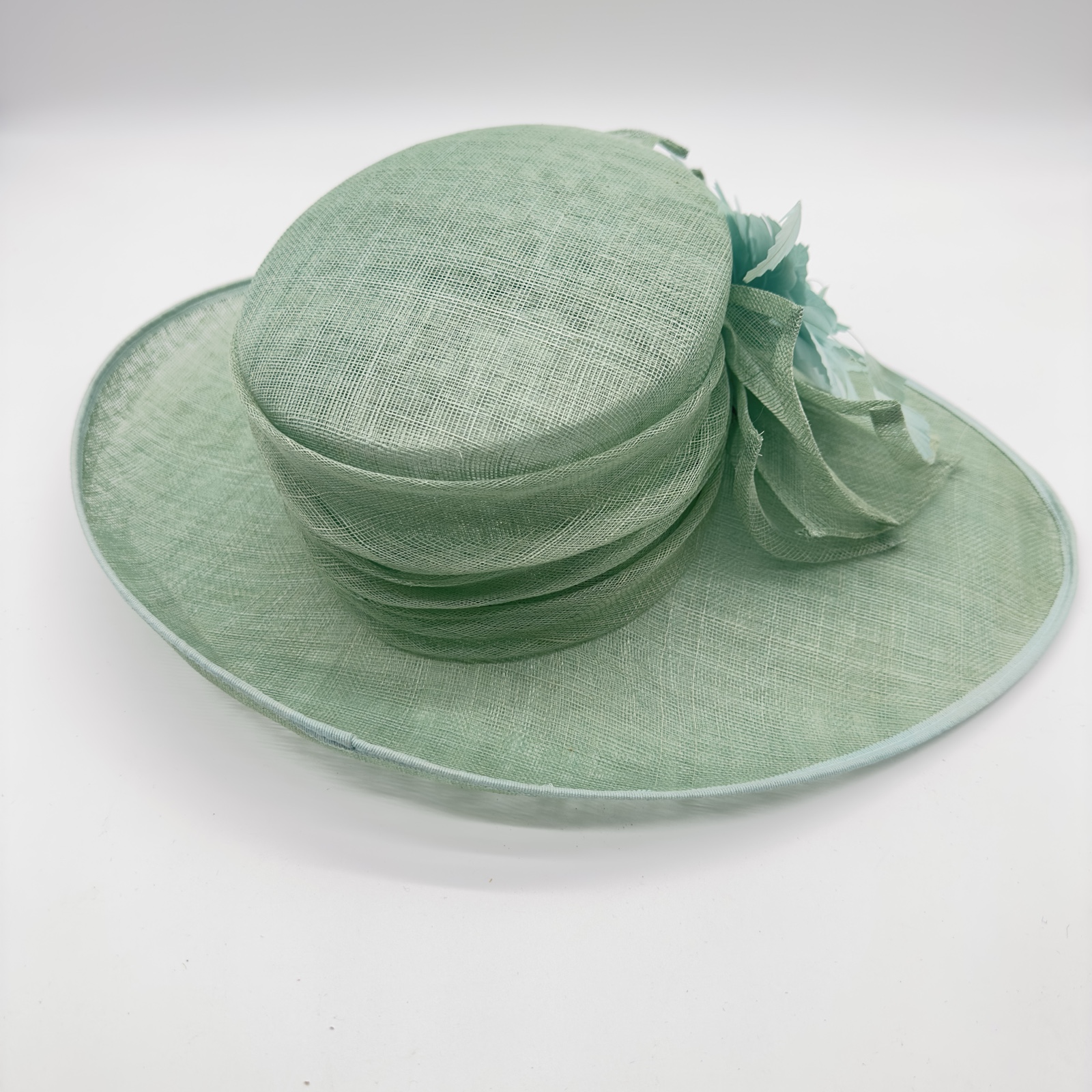 Pale Green Ladies Floral Wide Brim Hat One Size - Image 11