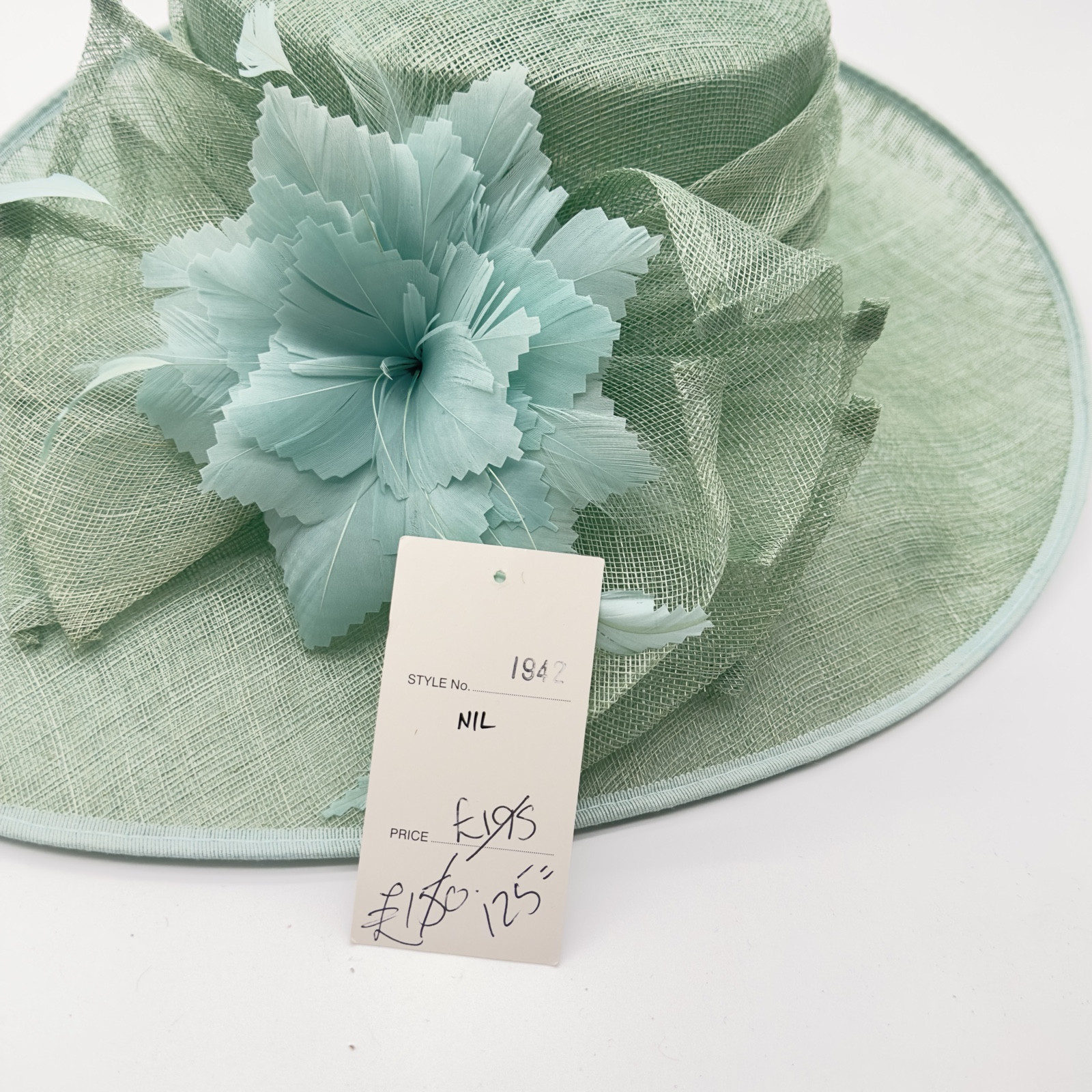 Pale Green Ladies Floral Wide Brim Hat One Size - Image 9