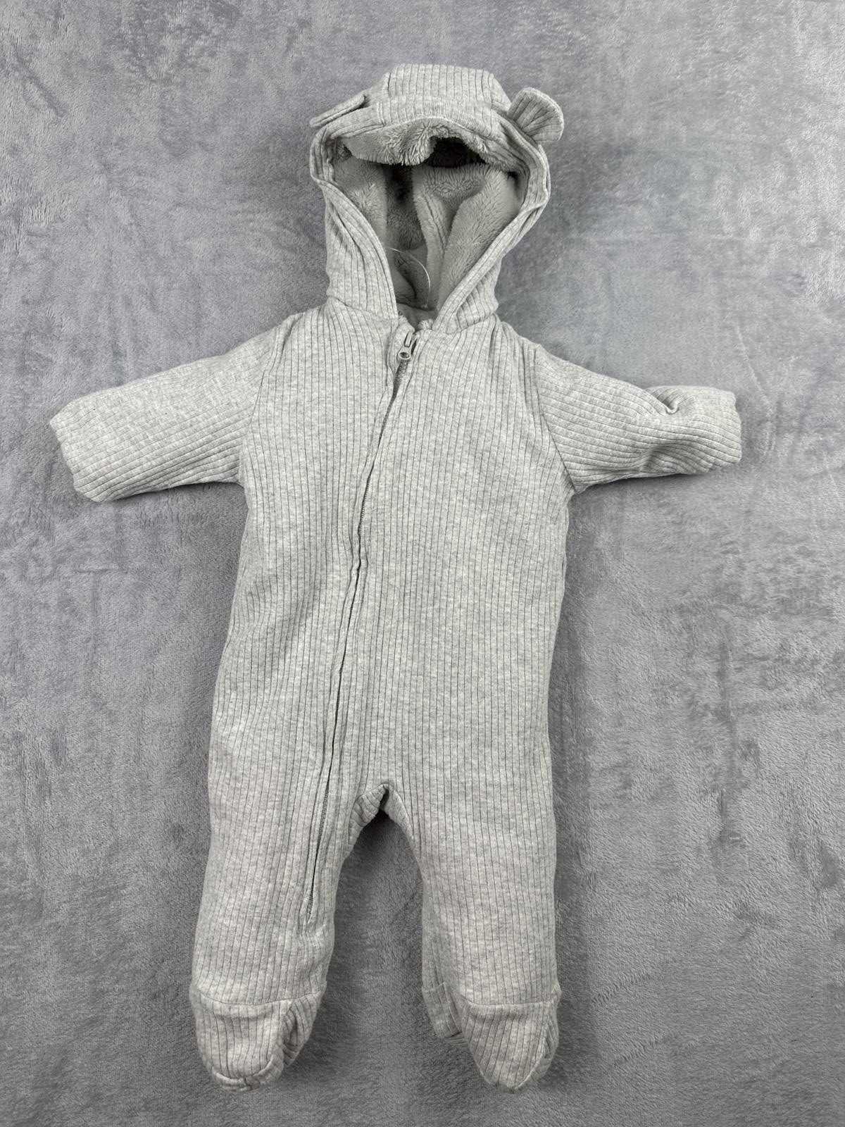 Fred & Flo Grey Baby Snowsuit Romper 6-9 Months Warm Winter Pram Suit