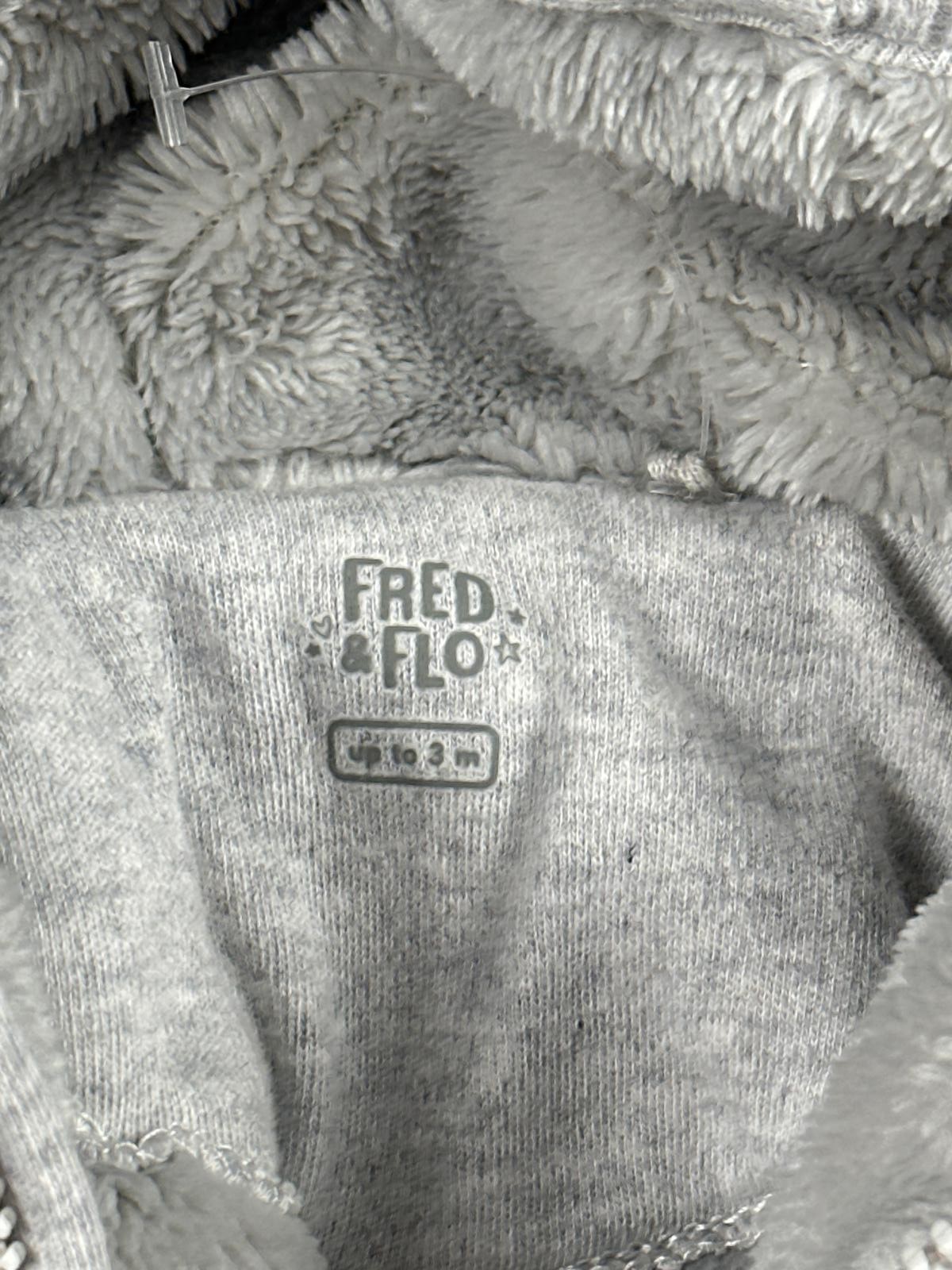 Fred & Flo Grey Baby Snowsuit Romper 6-9 Months Warm Winter Pram Suit - Image 2
