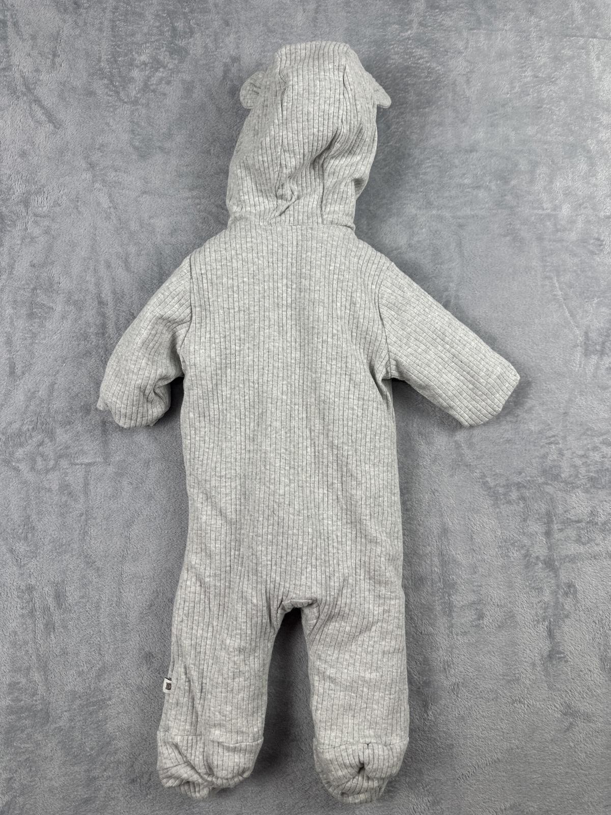Fred & Flo Grey Baby Snowsuit Romper 6-9 Months Warm Winter Pram Suit - Image 3