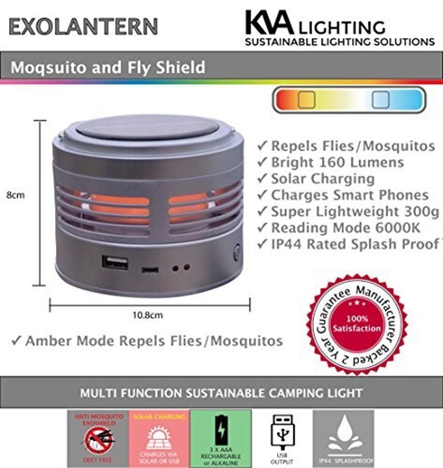 2 X Solar Mosquito Repellent Lamp Camping Caravan Lantern Exo Lantern - Image 7