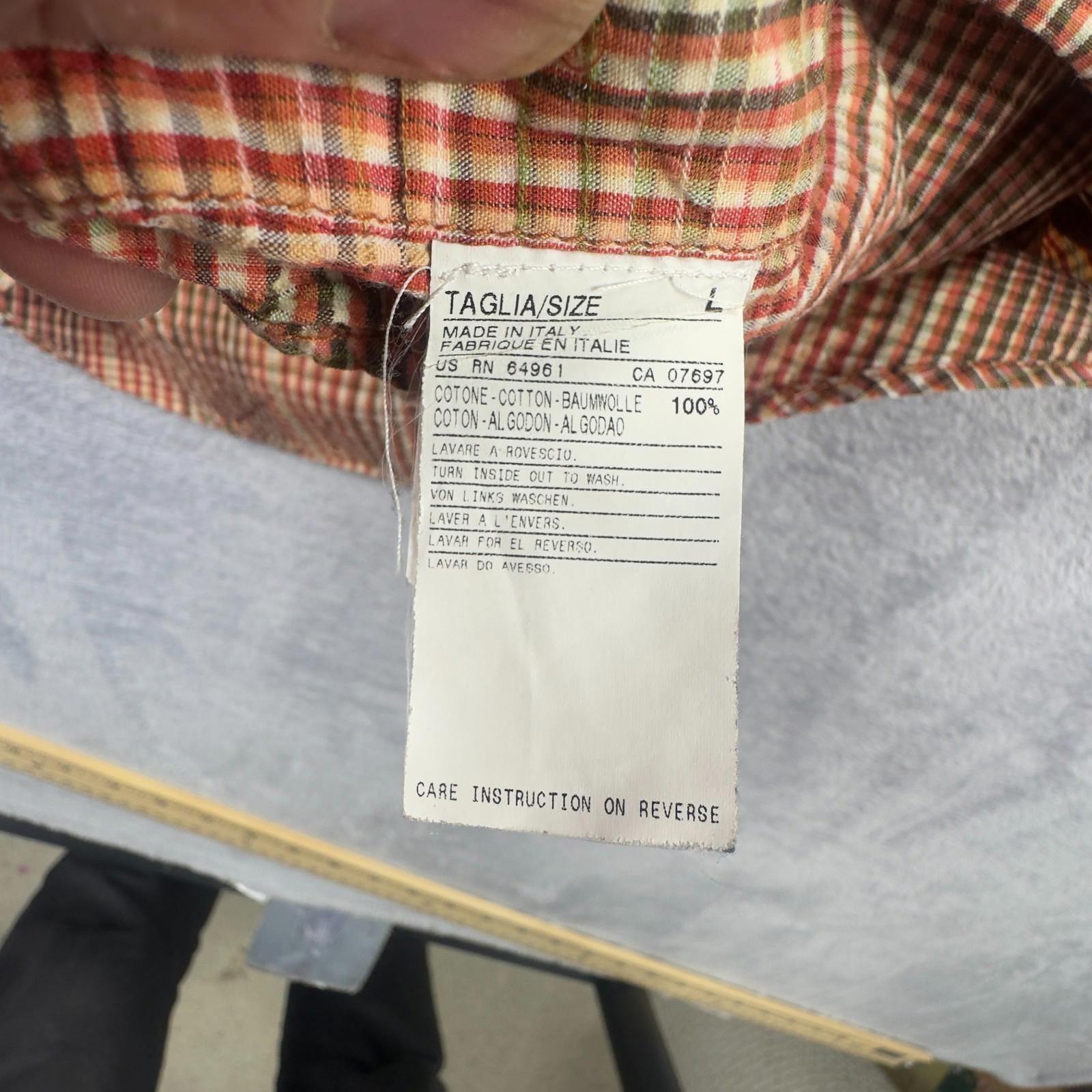 Sisley Multi Color Plaid Men Long Sleeve Button Up Size Medium Made In Italy - Image 9