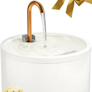 Ceramic Cat Water Fountain for Drinking, Copper Spout 2.1L Cat Fountain, Ultra-Q