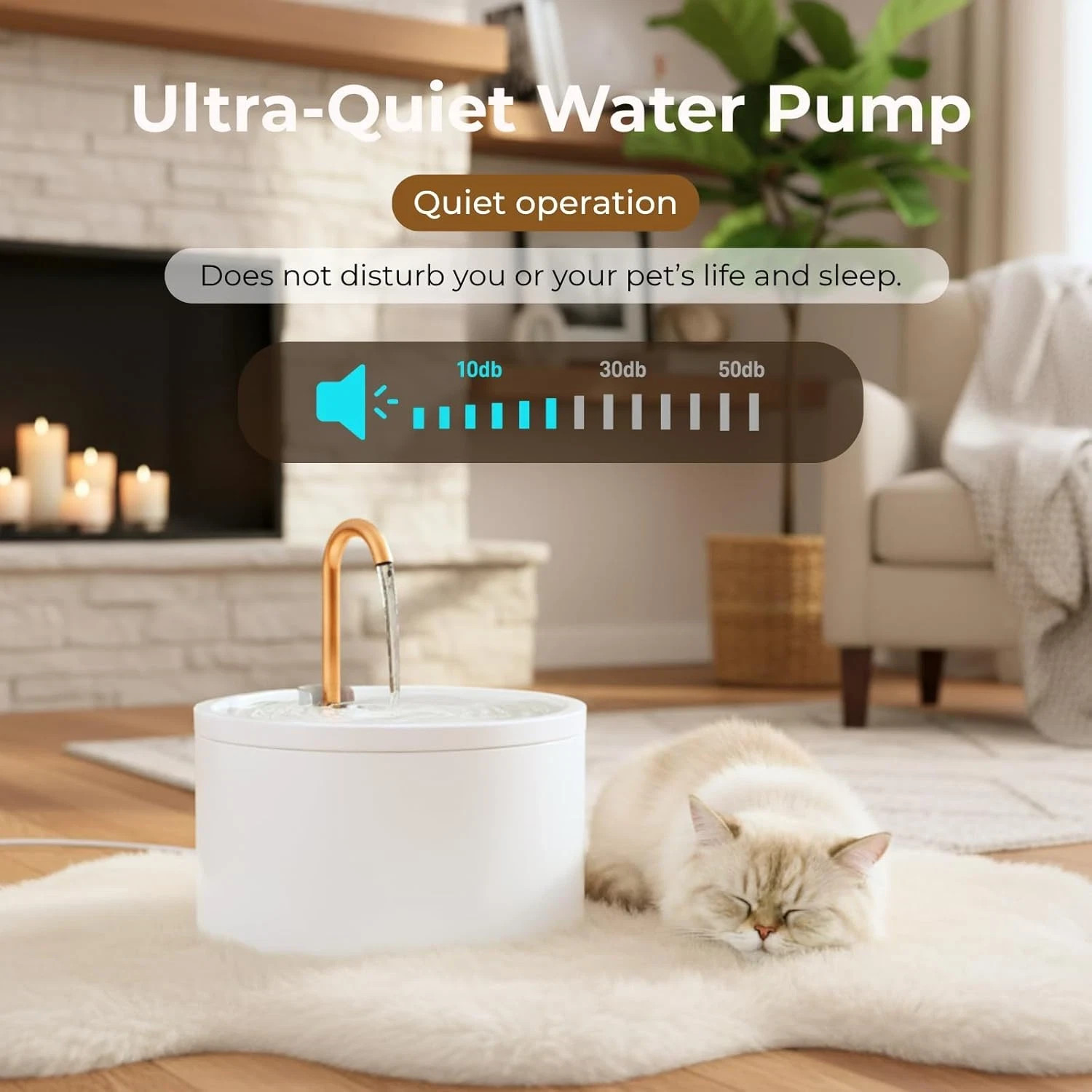 Ceramic Cat Water Fountain for Drinking, Copper Spout 2.1L Cat Fountain, Ultra-Q - Image 10