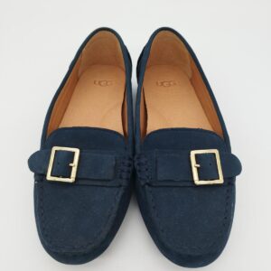 UGG Ladies Moccasin Blue Suede Loafers Comfortable Slip-On Shoes Size UK 4