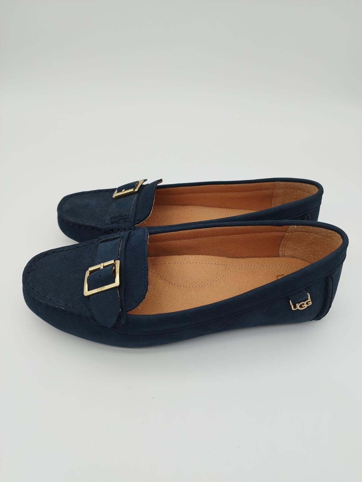 UGG Ladies Moccasin Blue Suede Loafers Comfortable Slip-On Shoes Size UK 4 - Image 2
