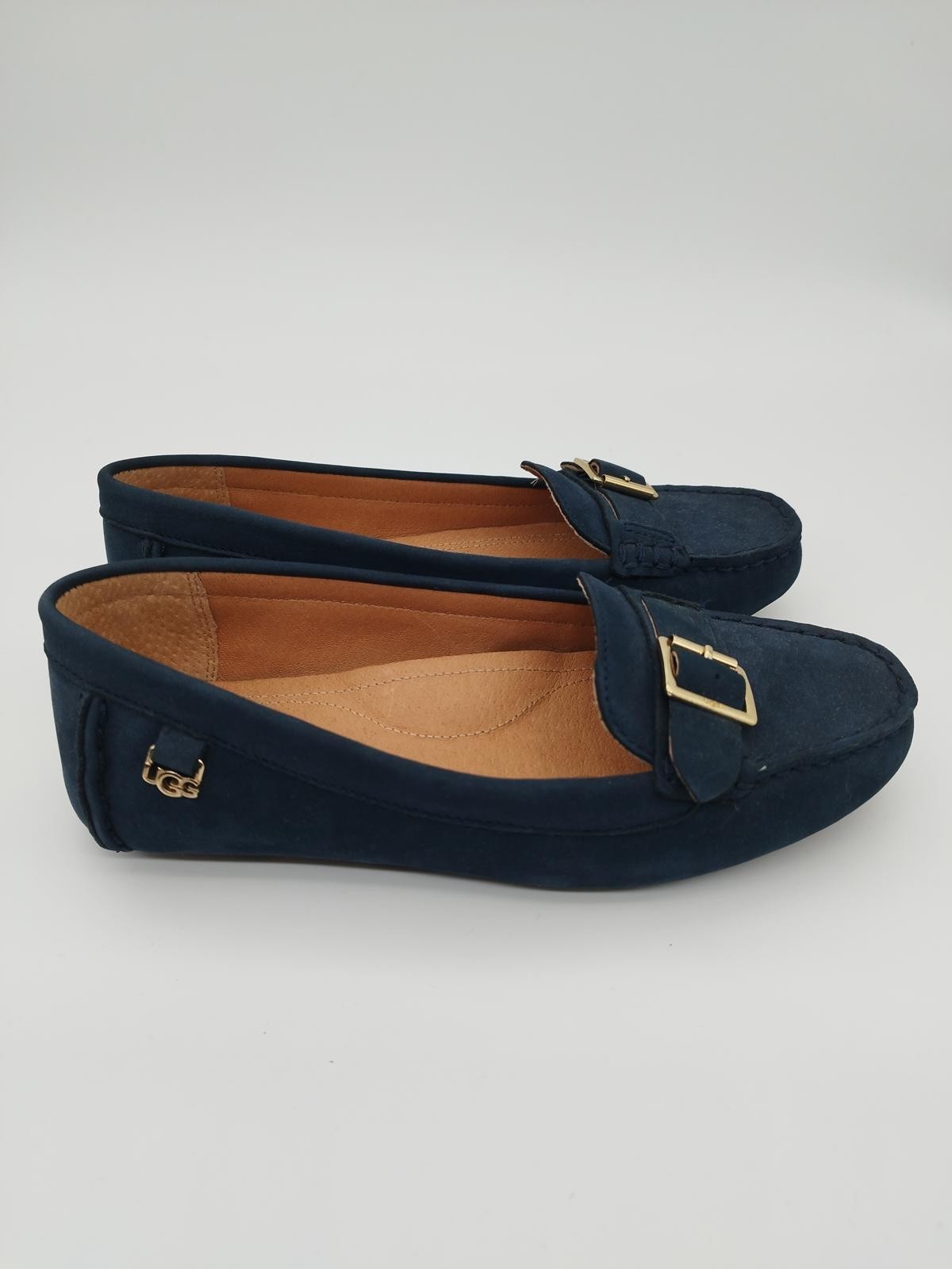 UGG Ladies Moccasin Blue Suede Loafers Comfortable Slip-On Shoes Size UK 4 - Image 4