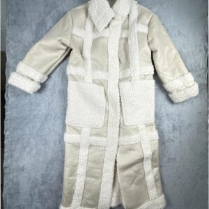 River Island Cream Women's Long Faux Shearling OuterwearCoat UK 10 EU 36