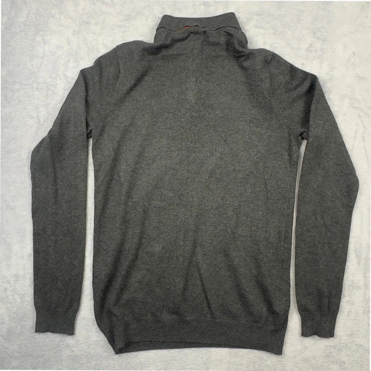 River Island Men’s Viscose Knit Polo Sweater Grey/Orange UK Size XS EUR 1 - Image 6