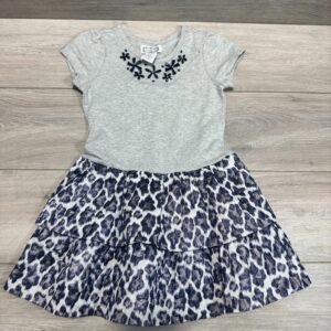 AphOrism Girls Dress Age 7-8 Years Blue Grey Blue Metalic 100% Cotton