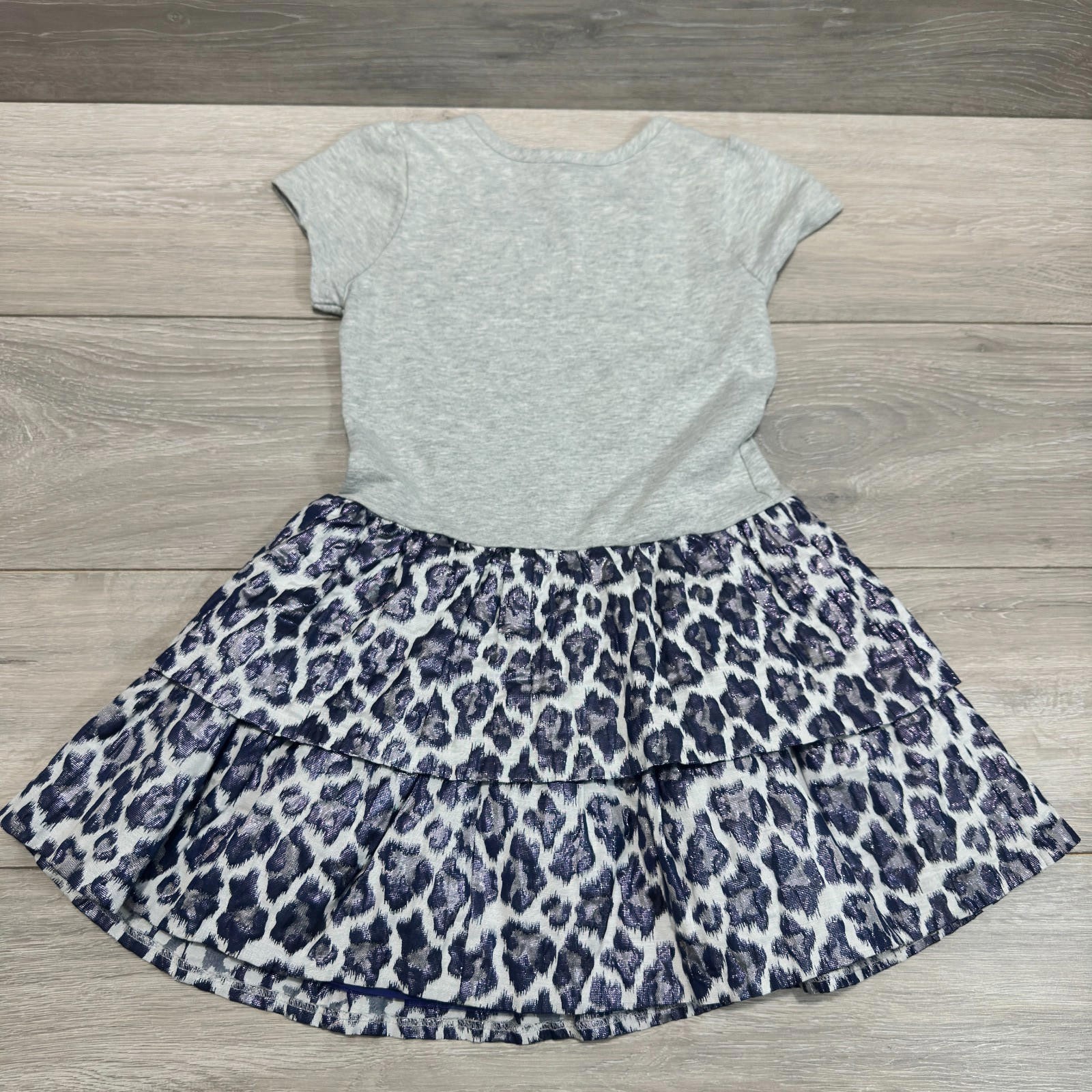 AphOrism Girls Dress Age 7-8 Years Blue Grey Blue Metalic 100% Cotton - Image 5