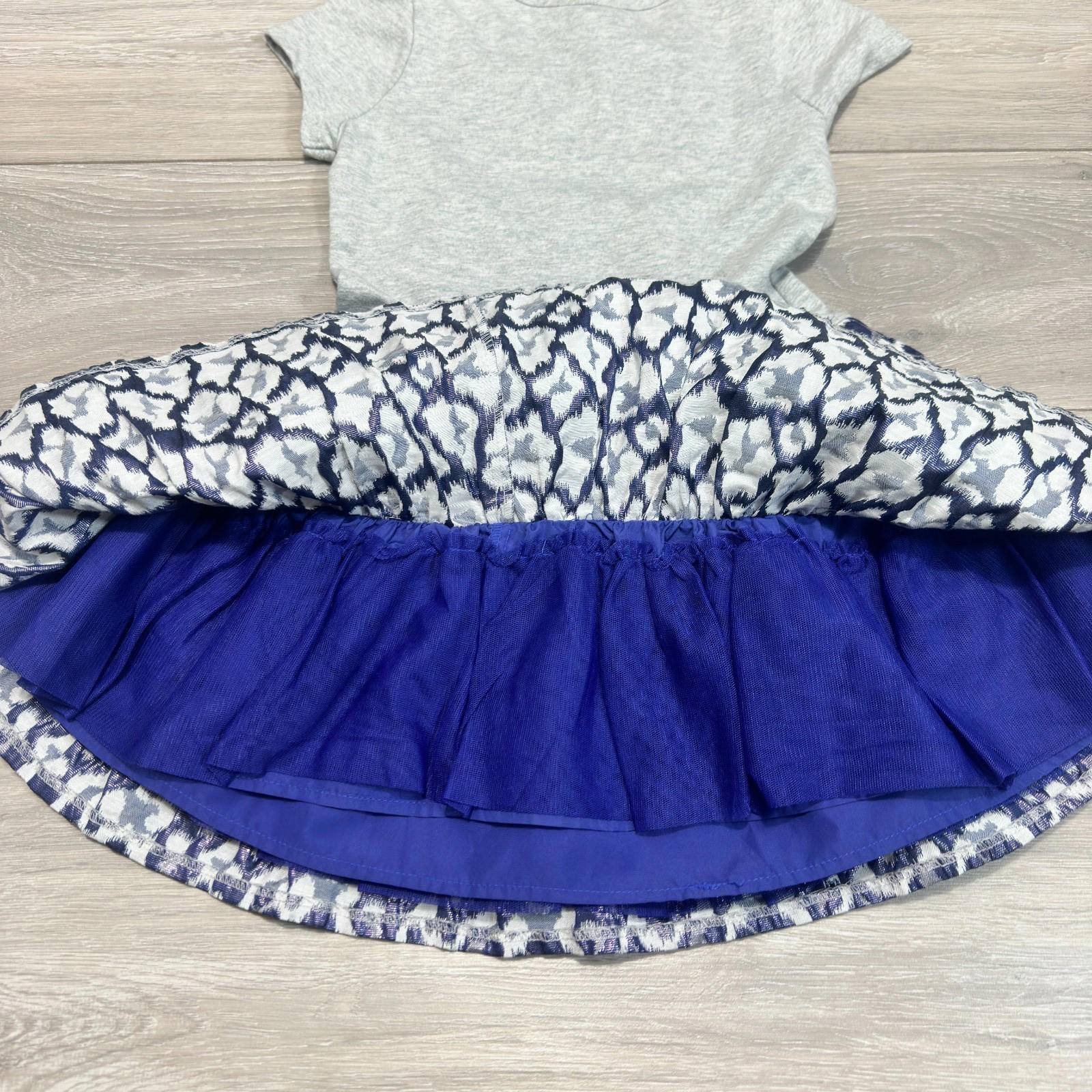 AphOrism Girls Dress Age 7-8 Years Blue Grey Blue Metalic 100% Cotton - Image 6