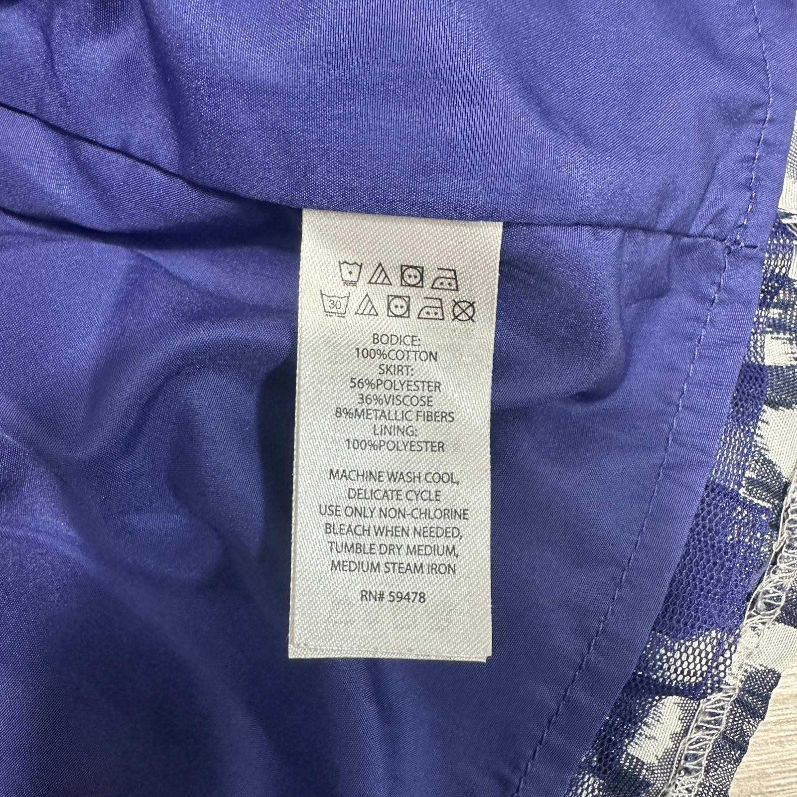 AphOrism Girls Dress Age 7-8 Years Blue Grey Blue Metalic 100% Cotton - Image 7