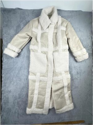 River Island Cream Women's Long Faux Shearling OuterwearCoat UK 10 EU 36