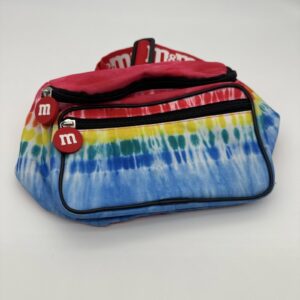 M&M's Bum Bag Rainbow Tie Dye Waist Bag Red Logo Strap Adjustable Fanny Pack