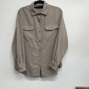 9e42285edd95279964096d0634d3ea2d.jpg ASOS Design Women's Oversized Shirt Shacket Taupe Brown Textured UK 6