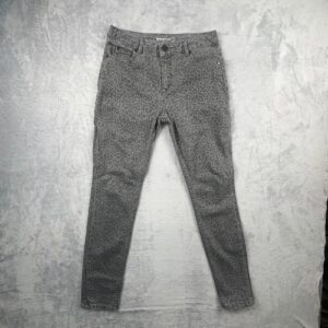 Whistles Womens Skinny Jeans Grey Leopard Print Stretch Denim High Rise Size 26