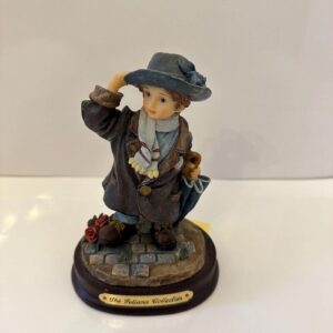 Juliana Collection Boy Figurine Hat Umbrella Scarf Roses Resin Wooden Base