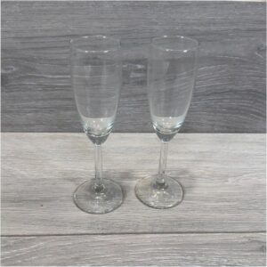 Nicolas Feuillatte Champagne Flutes Pair Clear Glass Etched Logo Base