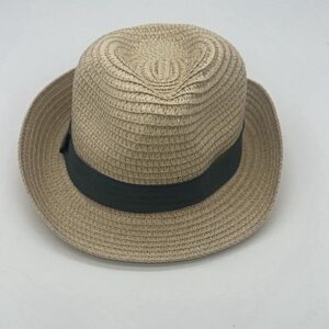 Rachel Zoe RZ Littles Kids Straw Fedora Hat Beige Charcoal Band New with Tags